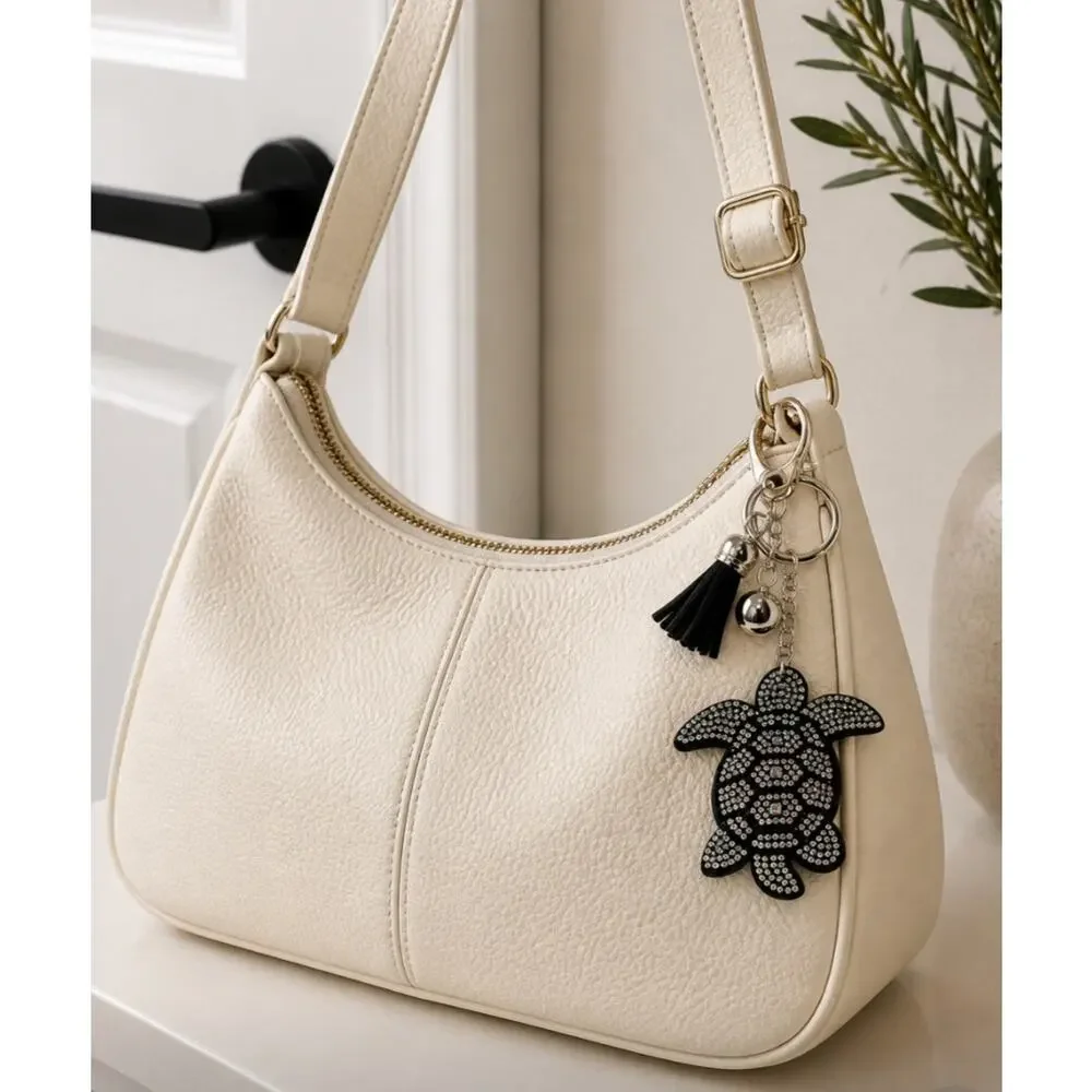 Rhinestone Black Turtle Keychain New